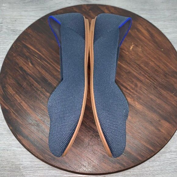 Rothy’s The Flat Women’s 7.5 Rounded Toe Shoes Navy Neautral Washable Slip On - Picture 7 of 10